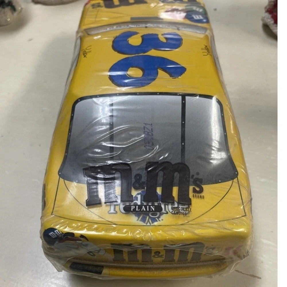 Vintage M&M's Racing #36 Yellow Stock Car Collectible Tin Factory Sealed 10oz